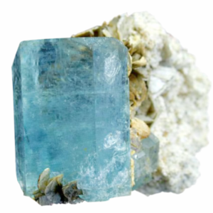 Gem Grade Double Terminated Light Blue Aquamarine on Matrix – 413g