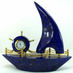 3570 gm High Quality Lapis Lazuli Boat With Clock Decorative from Afghanistan 315*330*112mm