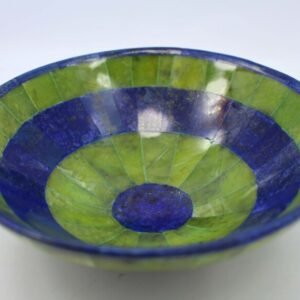 Handmade Royal Blue Lapis Lazuli with Jade Bowl from Afghanistan - 452 gram , 150*150*70 mm