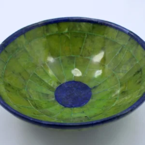 440g Handmade Royal Blue Lapis Lazuli & Jade Bowl – Afghanistan (150 × 150 × 70 mm)
