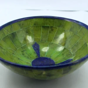 451g Handmade Royal Blue Lapis Lazuli & Jade Bowl – Afghanistan (150 × 150 × 70 mm)