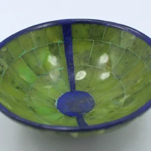445g Handmade Royal Blue Lapis Lazuli & Jade Bowl – Afghanistan (150 × 150 × 70 mm)