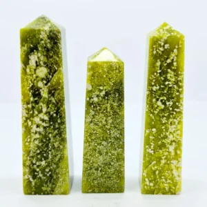 Finest Quality Handcrafted Greenish Serpentine Crystal Towers