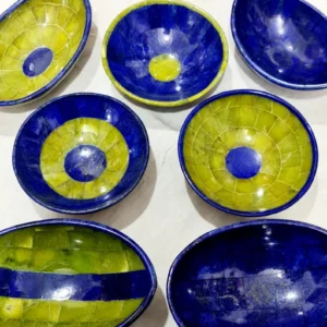 Handmade Royal Blue Lapis Lazuli Jade Bowls Collection from Afghanistan - 2210 gram-(7 pcs)