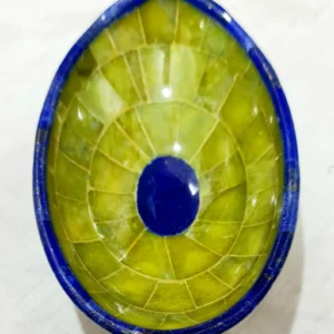 290 gram Handmade Royal Blue Lapis Lazuli with Jade Oval Shaped Bowl from Afghanistan -160*100*70 mm