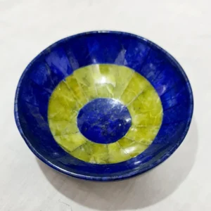 280 gram Handmade Royal Blue Lapis Lazuli with Jade Bowl from Afghanistan - 120x70 mm