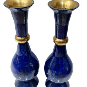 1750 gm Handcrafted High Quality Lapis Lazuli Pair Flower Vases from Afghanistan-300 mm